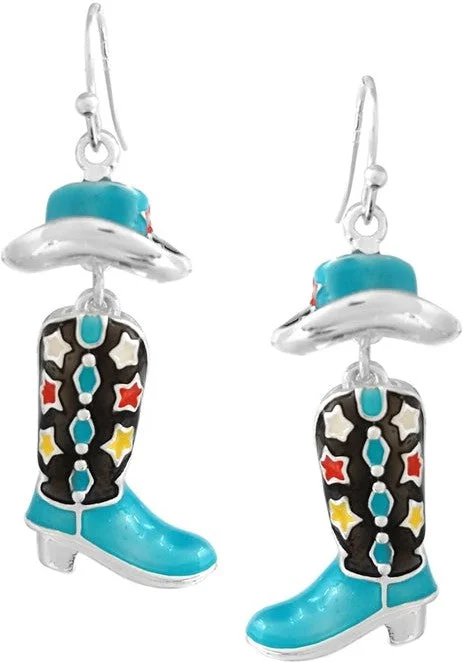 WYO-Horse Enamel Cowboy Boot Earrings