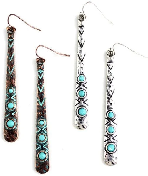 WYO-Horse Turquoise Bar Earrings